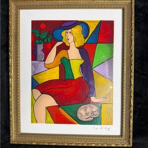 Signed/Framed “Constanca” Abstract Serigraph by French Artist Linda Le Kinff